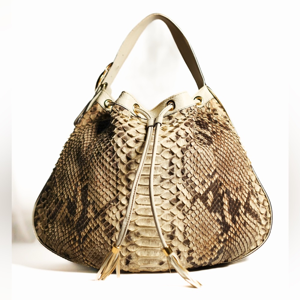Gucci Tawny Python Interlocking Shoulder Bucket B… - image 1